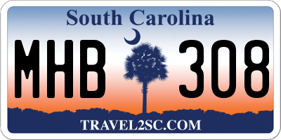 SC license plate MHB308
