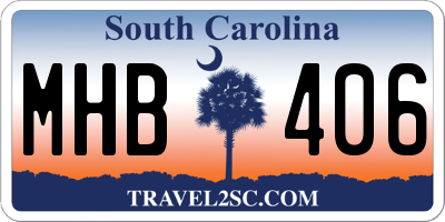 SC license plate MHB406