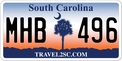 SC license plate MHB496
