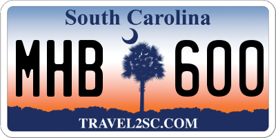 SC license plate MHB600