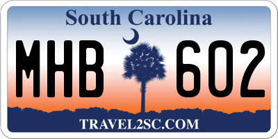 SC license plate MHB602