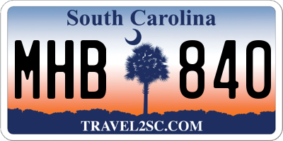 SC license plate MHB840