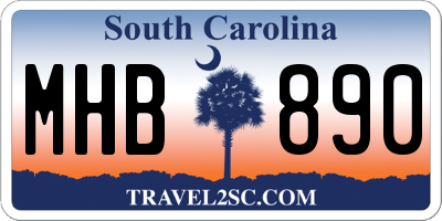 SC license plate MHB890