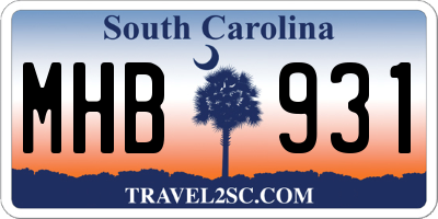SC license plate MHB931