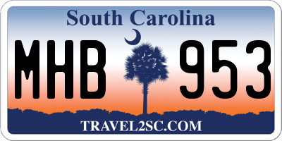SC license plate MHB953