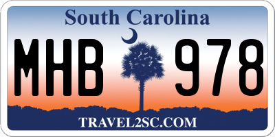 SC license plate MHB978