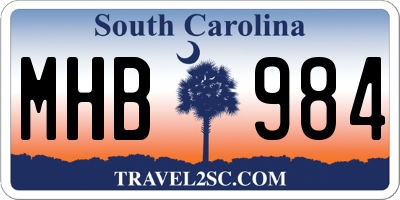 SC license plate MHB984