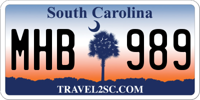 SC license plate MHB989