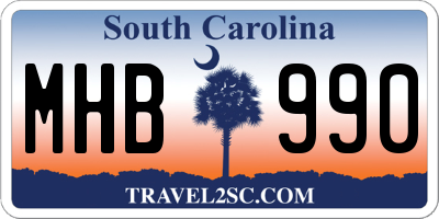 SC license plate MHB990