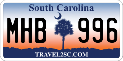 SC license plate MHB996