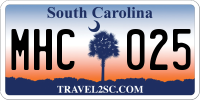 SC license plate MHC025