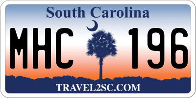 SC license plate MHC196