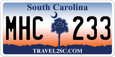 SC license plate MHC233