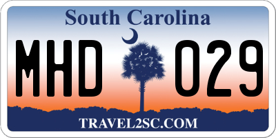 SC license plate MHD029