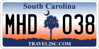 SC license plate MHD038