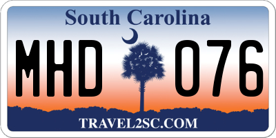 SC license plate MHD076