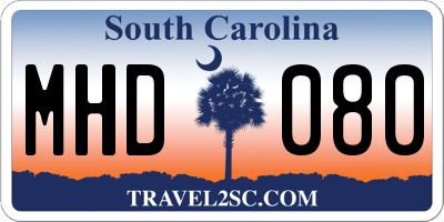 SC license plate MHD080