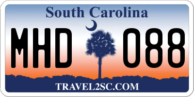 SC license plate MHD088