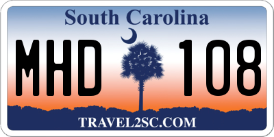 SC license plate MHD108