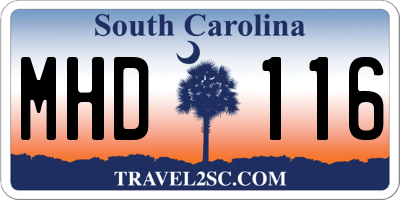 SC license plate MHD116