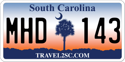 SC license plate MHD143