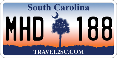 SC license plate MHD188