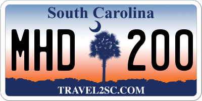 SC license plate MHD200