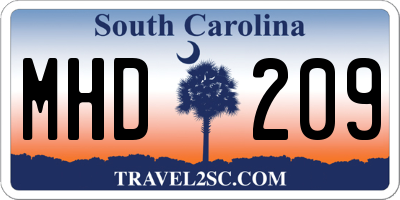SC license plate MHD209