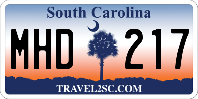 SC license plate MHD217