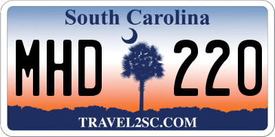 SC license plate MHD220
