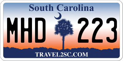 SC license plate MHD223