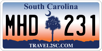 SC license plate MHD231