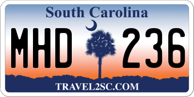SC license plate MHD236