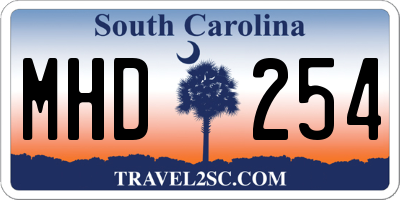 SC license plate MHD254