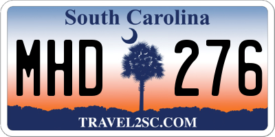 SC license plate MHD276