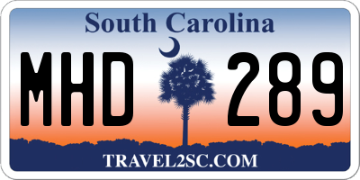 SC license plate MHD289