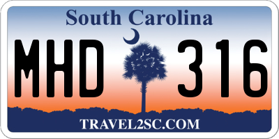 SC license plate MHD316