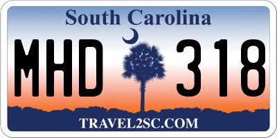SC license plate MHD318