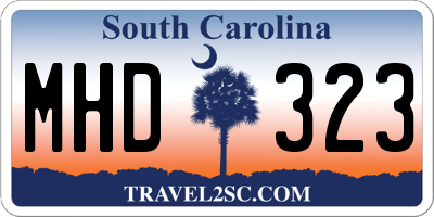 SC license plate MHD323