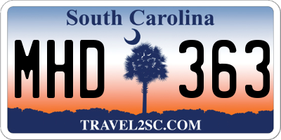 SC license plate MHD363