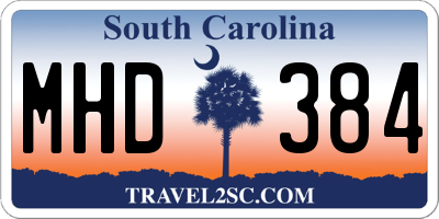 SC license plate MHD384