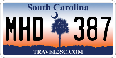 SC license plate MHD387