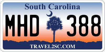 SC license plate MHD388