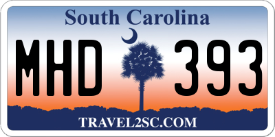 SC license plate MHD393