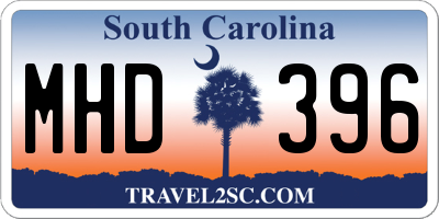 SC license plate MHD396