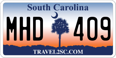 SC license plate MHD409