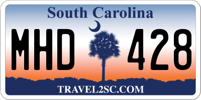 SC license plate MHD428