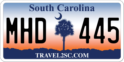 SC license plate MHD445