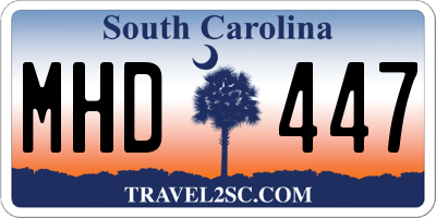 SC license plate MHD447