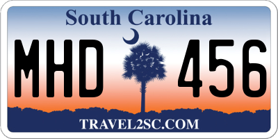 SC license plate MHD456